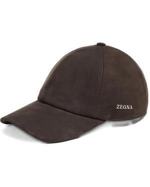 ZEGNA Leather Baseball Cap - Brown