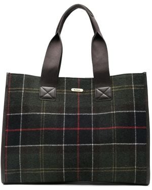 Barbour チェック ハンドバッグ - ブラック