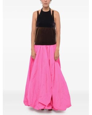 Valentino Garavani Velvet-Panelled Maxi Dress - Pink