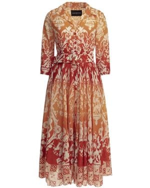 Samantha Sung Belted Ombré-Effect Midi Dress - White