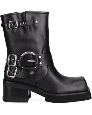 Jeffrey Campbell Stubborn Buckled Square-Toe Boots - Black