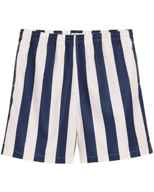 Ami Paris Striped Patch Swim Shorts - Blue