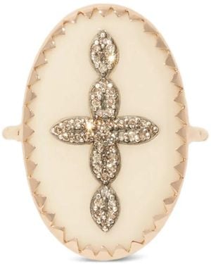 Pascale Monvoisin Bowie Diamond Cross Oval Ring - White