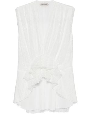 Alberta Ferretti Top Con Dobladillo De Volantes - Blanco
