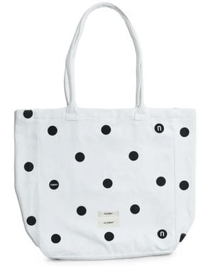 GLOWNY G Polka-Dot Canvas Tote Bag - White