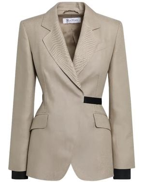 Max Mara Belted Notched-Lapel Jacket - Natural
