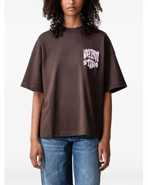 WRSTBHVR Flynn T-Shirt Mit Logo-Print - Braun