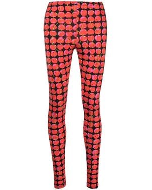 La DoubleJ Cherry-Print Mid-Rise Leggings - Red