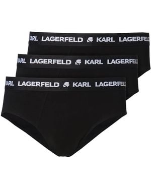 Karl Lagerfeld Set Di Tre Slip Con Logo - Nero