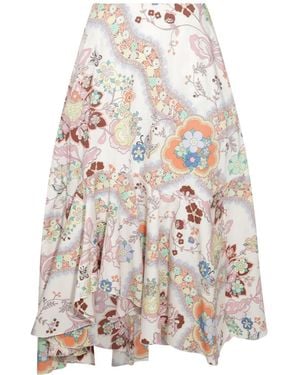 Etro Midi Skirt With Floral Print - Multicolour