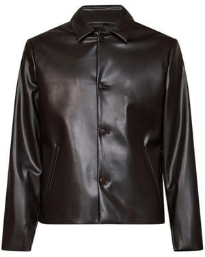 Costumein Button-Up Faux-Leather Jacket - Black
