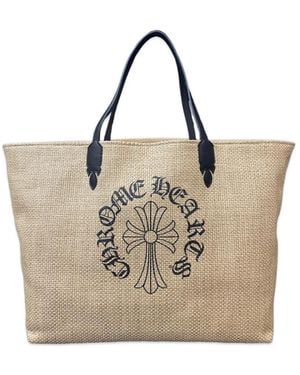 Chrome Hearts Medium Cross Logo Beach Tote Bag - Natural