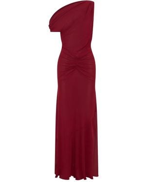 Nicholas Robe Longue Froncée À Design Asymétrique À Une Épaule Elza - Rouge