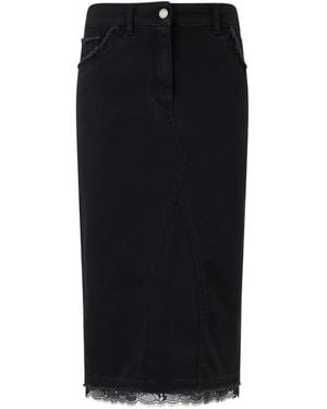 Alberta Ferretti Lace-Trim Midi Skirt - Black