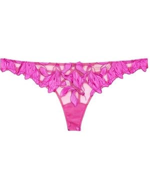 Fleur du Mal Lily Embroidered Thong - Pink