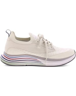 Paul Smith Striped-Sole Knitted-Panel Sneakers - White