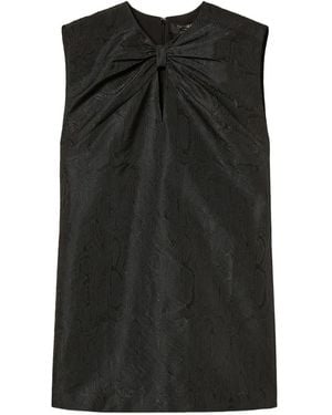 Twinset Short Moiré Dress With Bow - Black
