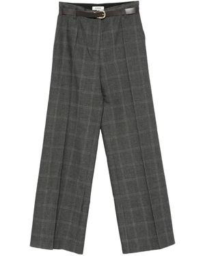Sandro Colton Checked Wide-Leg Pants - Gray