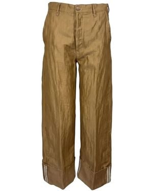 Seventy Turn-Up Wide-Leg Trousers - Natural