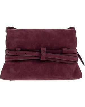 Moschino Belted Suede Cross Body Bag - Purple