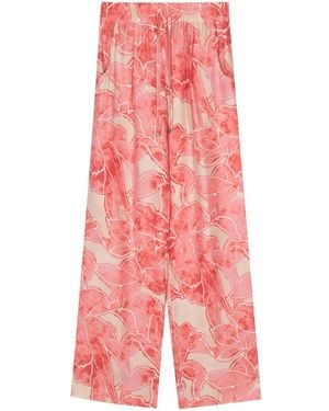 Kiton アブストラクトパターン シルクパンツ - レッド