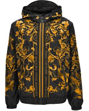 Versace Jeans Couture Baroque-Print Hooded Jacket - Black