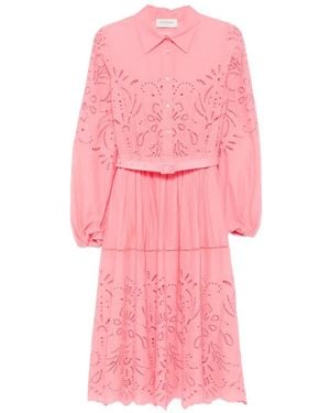 ERMANNO FIRENZE Robe Mi-Longue Ceinturée À Détails D'Œillets - Pink