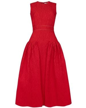 ROKSANDA Aya Cloqué Midi Dress - Red