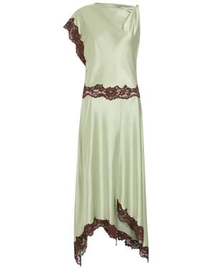 De La Vali Adriana Lace-Trim Asymmetric Dress - Green