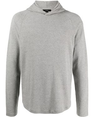 Vince Twill-Weave Long-Sleeve Hoodie - Grey