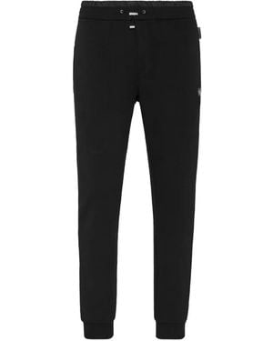 Philipp Plein Logo-Plaque Drawstring Track Trousers - Black