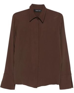 FEDERICA TOSI Pointed-Collar Buttoned Shirt - Brown