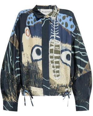 Munthe Loasta Oberteil mit abstraktem Print - Blau