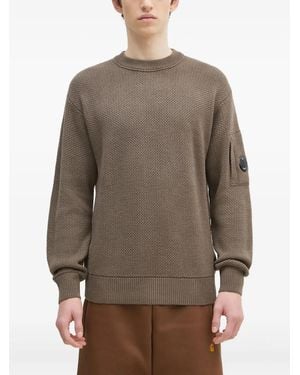 C.P. Company Strukturierter Pullover Mit Linsen-Detail - Braun