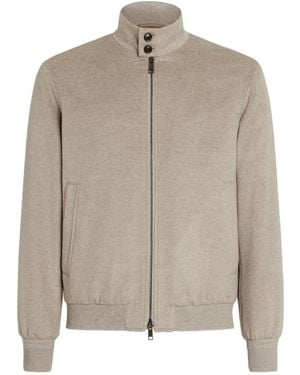 ZEGNA Cashmere Zip-Fastening Bomber Jacket - Natural