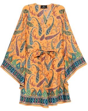 Etro Printed Silk Dress - Orange