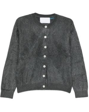 CUDDLEUP Brushed-Knit Cardigan - Grey