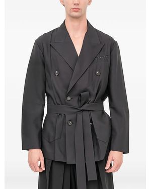 Setchu Origami Double-Breasted Belted Blazer - Black