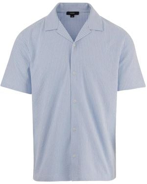 Vince Striped Short-Sleeve Shirt - Blue