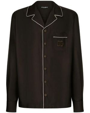 Dolce & Gabbana Dg ロゴ シルクシャツ - ブラック