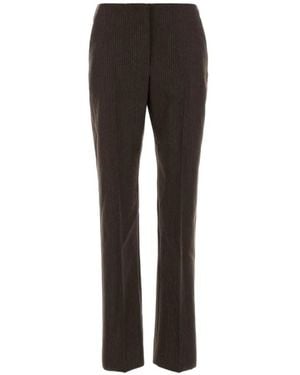 McQueen Pinstripe-Pattern V-Back Pants - Black