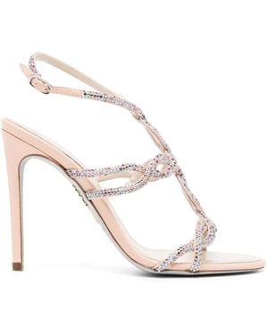 Rene Caovilla 105Mm Braid Crystal-Embellished Sandals - White
