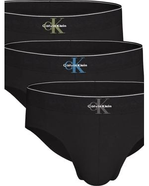 Calvin Klein Logo-Waistband Briefs (Set Of Three) - Black