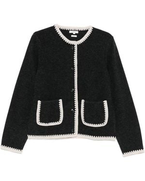 Yerse Iliana Crochet-Trimmed Pocket Cardigan - Black