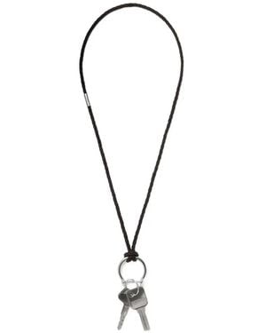 Lemaire Keyring Necklace With Braided Recycled Leather Cord - White