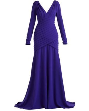 Tadashi Shoji Robe Plissée À Manches Longues - Violet