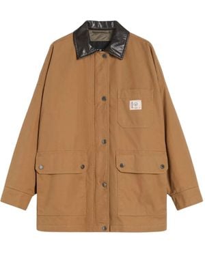 Weekend by Maxmara Leather-Collared Patch-Pocket Jacket - Brown