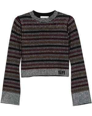 Sonia Rykiel Rhinestone-Embellished Striped Jumper - Black