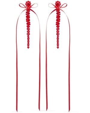 Simone Rocha Bow Ribbon Drip Earrings - Red