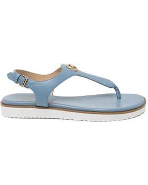 Michael Kors Logo-Patched Val Thong Sandals - Blue